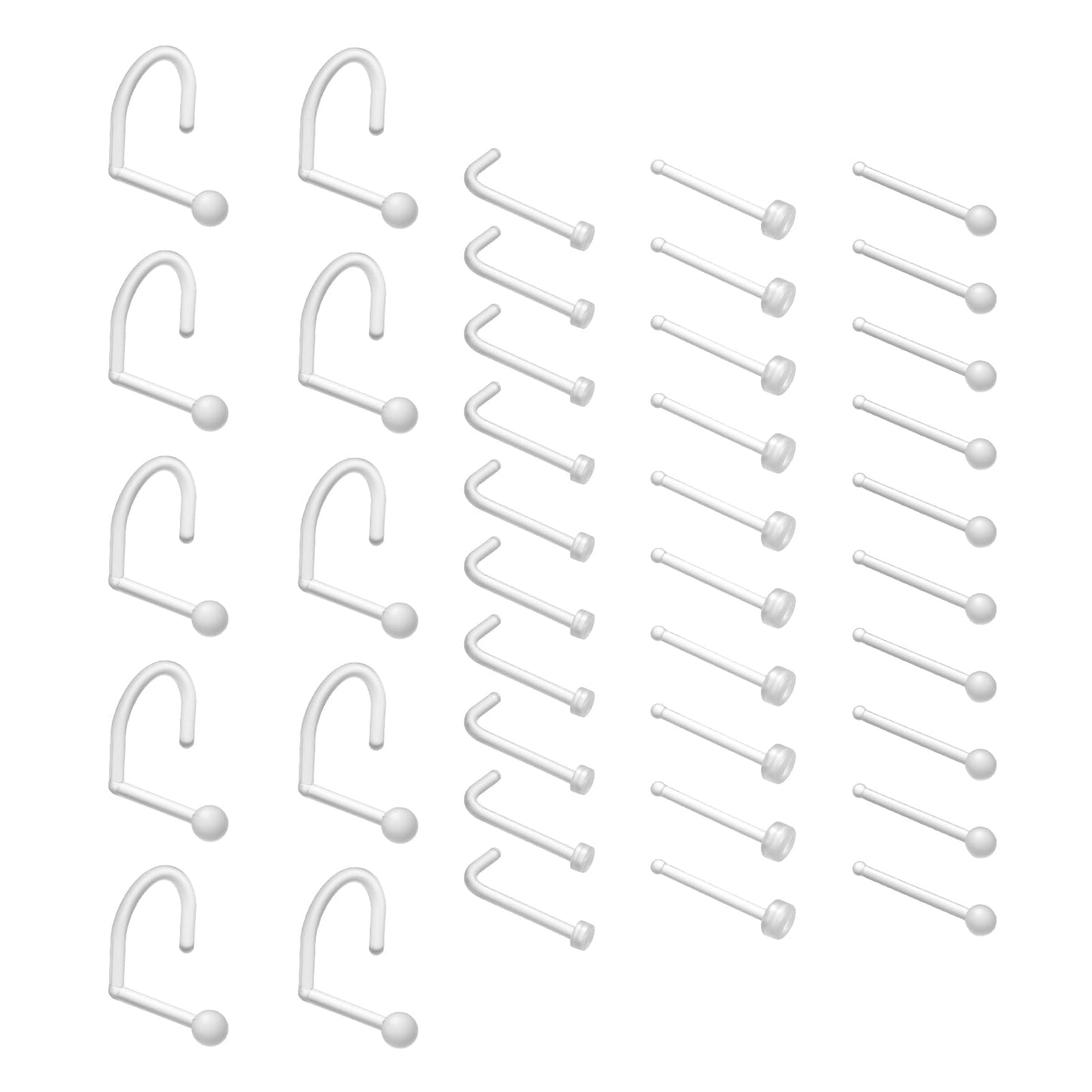 Tucnoeu Clear Acrylic Nose Studs, Plastic Nose Retainers for Work and Surgery, L Shaped and Screw Noses Piercing Jewelry for Women Men