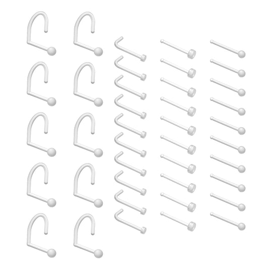 Tucnoeu Clear Acrylic Nose Studs, Plastic Nose Retainers for Work and Surgery, L Shaped and Screw Noses Piercing Jewelry for Women Men