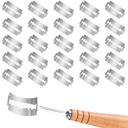 Josojoou 30 Pieces Bread Lame Blades Refill, Stainless Steel Bread Scoring Blade Tool, Professional French Dough Razors Knife for Scoring Sourdough, Baguettes, and More