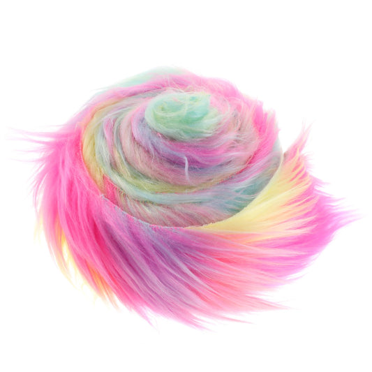 Shaggy Plush Faux Fur Fabric Precut Strips 2x60inch Rainbow Fur Fluffy Fuzzy Craft Fur for Gnomes Beard Santa Claus Hair Dwarf Cosplay Costume DIY Craft Christmas Decoration