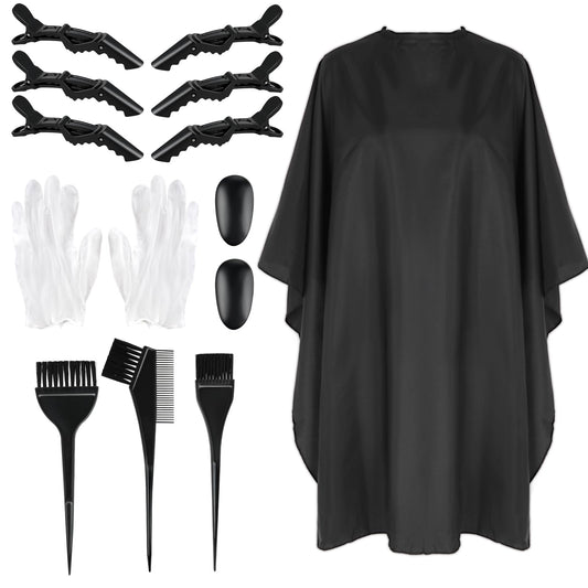 Lusofie 14 Pcs Hair Dye Kit, DIY Salon Hair Dye Tools Set Including Hair Dye Brush Barber Cape Ear Cover Hair Dye Gloves Hair Clip Kits
