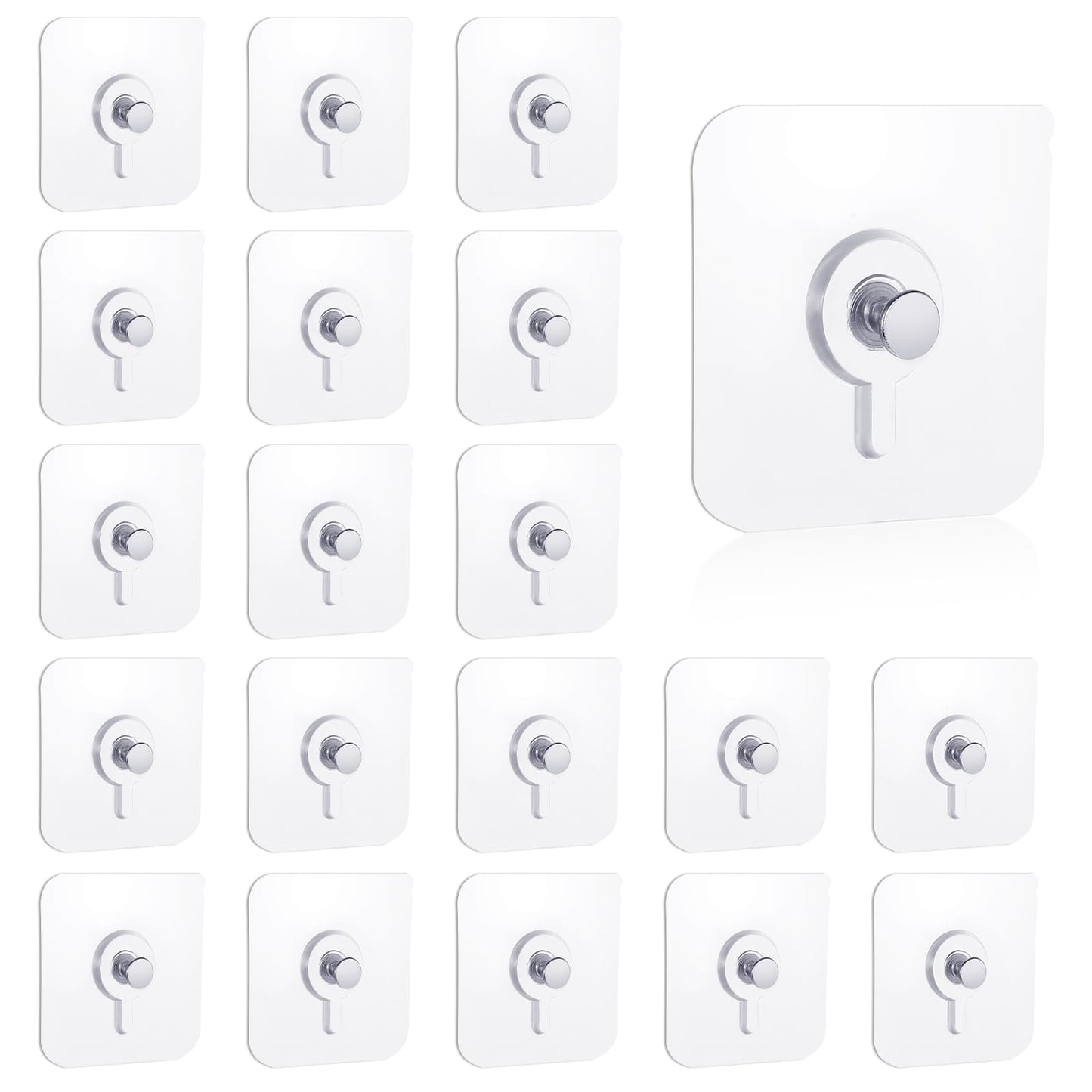 Tucnoeu 20pcs Picture Hangers Without Nails,Adhesive Wall Hooks,Hooks for Walls No Damage,No Nail Wall Hangers,Waterproof and Rustproof for Bathroom,Bedroom and Office