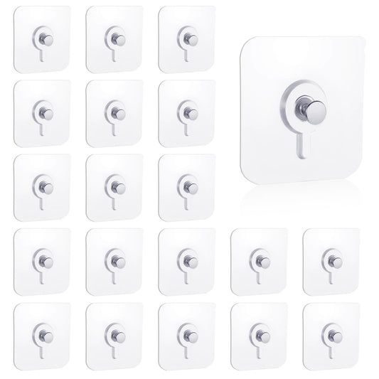 Tucnoeu 20pcs Picture Hangers Without Nails,Adhesive Wall Hooks,Hooks for Walls No Damage,No Nail Wall Hangers,Waterproof and Rustproof for Bathroom,Bedroom and Office