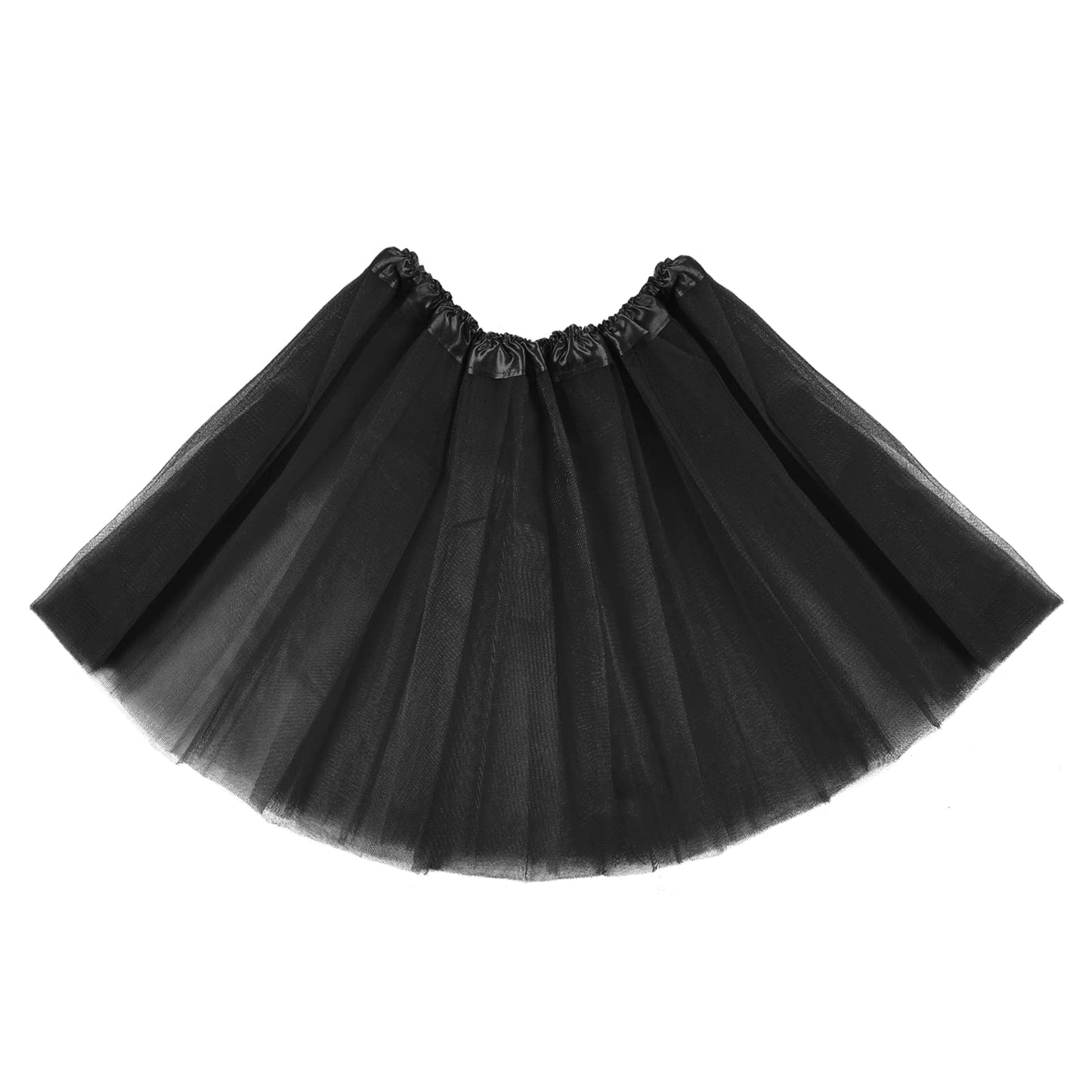 Women's Tulle Tutu Skirt Vintage 1950s Tulle Bubble Dance Skirt Prom Skirt Elastic 3 Layer for Halloween Christmas Party Costume (Black)