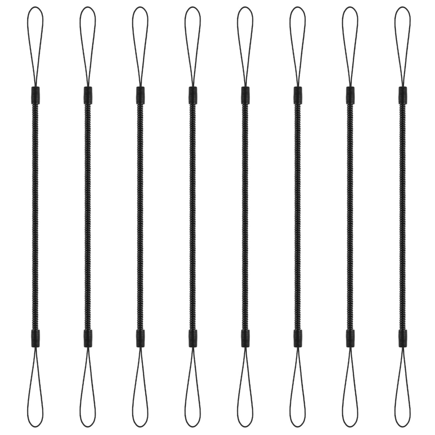 Lusofie 8 Pcs Elastic Lanyard Tether Retractable Pen Leash Plastic Elastic Coil Pen Lanyard Anti-Lose Pen Leash For Clipboard Stylus Pens Tablet Scrapbook (Black)
