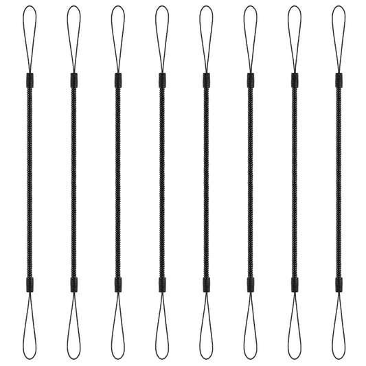 Lusofie 8 Pcs Elastic Lanyard Tether Retractable Pen Leash Plastic Elastic Coil Pen Lanyard Anti-Lose Pen Leash For Clipboard Stylus Pens Tablet Scrapbook (Black)