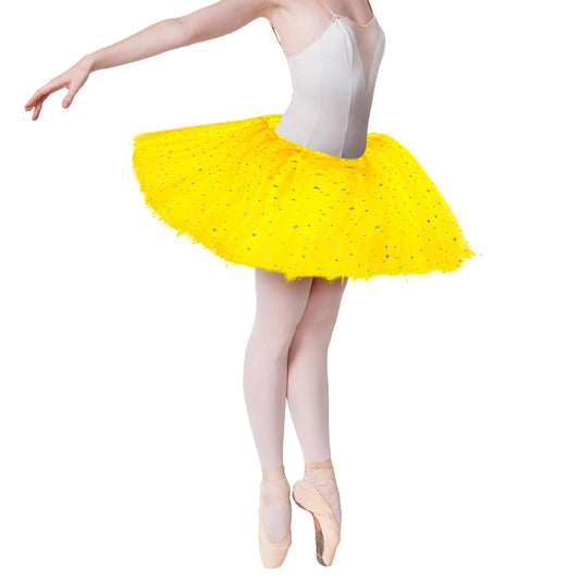 Tutus for Women Adult Tutus Skirts 3 Layers Tulle Tutu Ballet Dance Skirt 80s Style Short Skirt Halloween Christmas Costume Party Dress Up Running Skirt (Yellow)