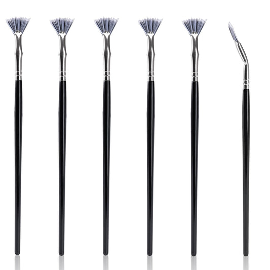 6 PCS Mascara Fan Brush for Lashes Folding Angle Scalloped Lash Brush Eyebrow Brush Angled Fan Shaped Lash Wand Brush Fan for Natural Lifted Effects and Enhance Lower Lashes