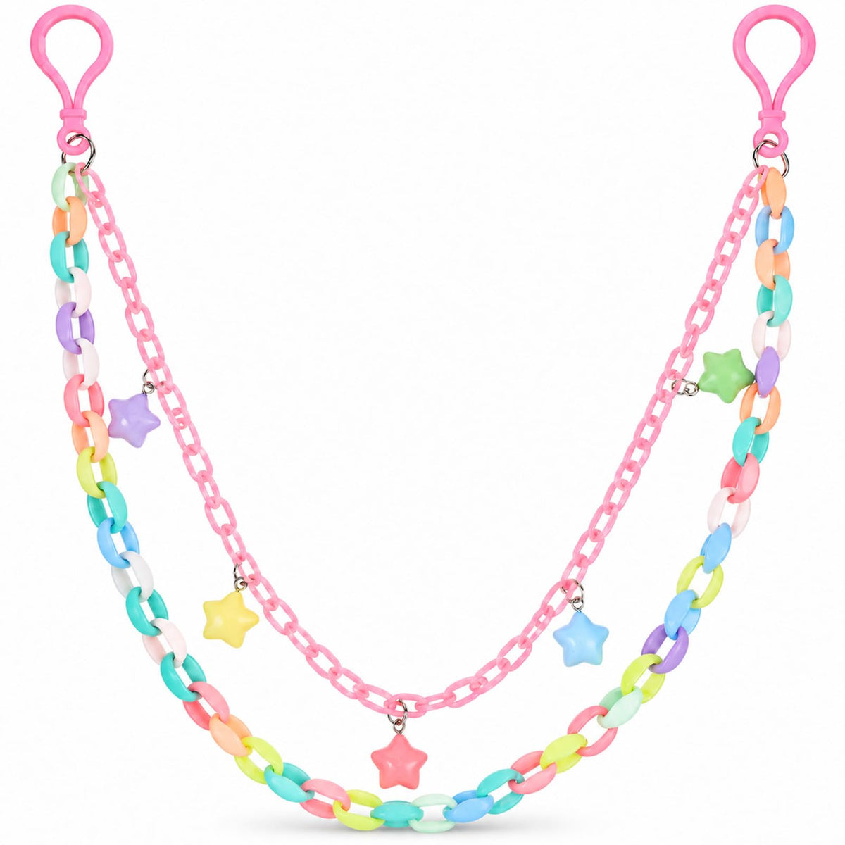 Rainbow Stars Jean Chains for Women- Acrylic Y2K Bag Chain, 20.47 in