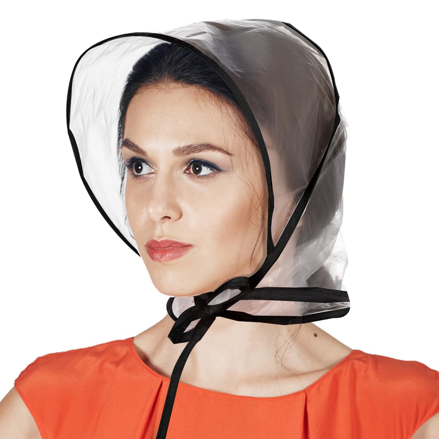 DIVINA VITAE 6PCS Rain Bonnet with Visor Clear Rain Hats Waterproof Rain Plastic Scarf Rain Bonnet Protect Hairstyle for Unisex Men Women Lady Rain Wear Rain Cover Rain Cap for Head White