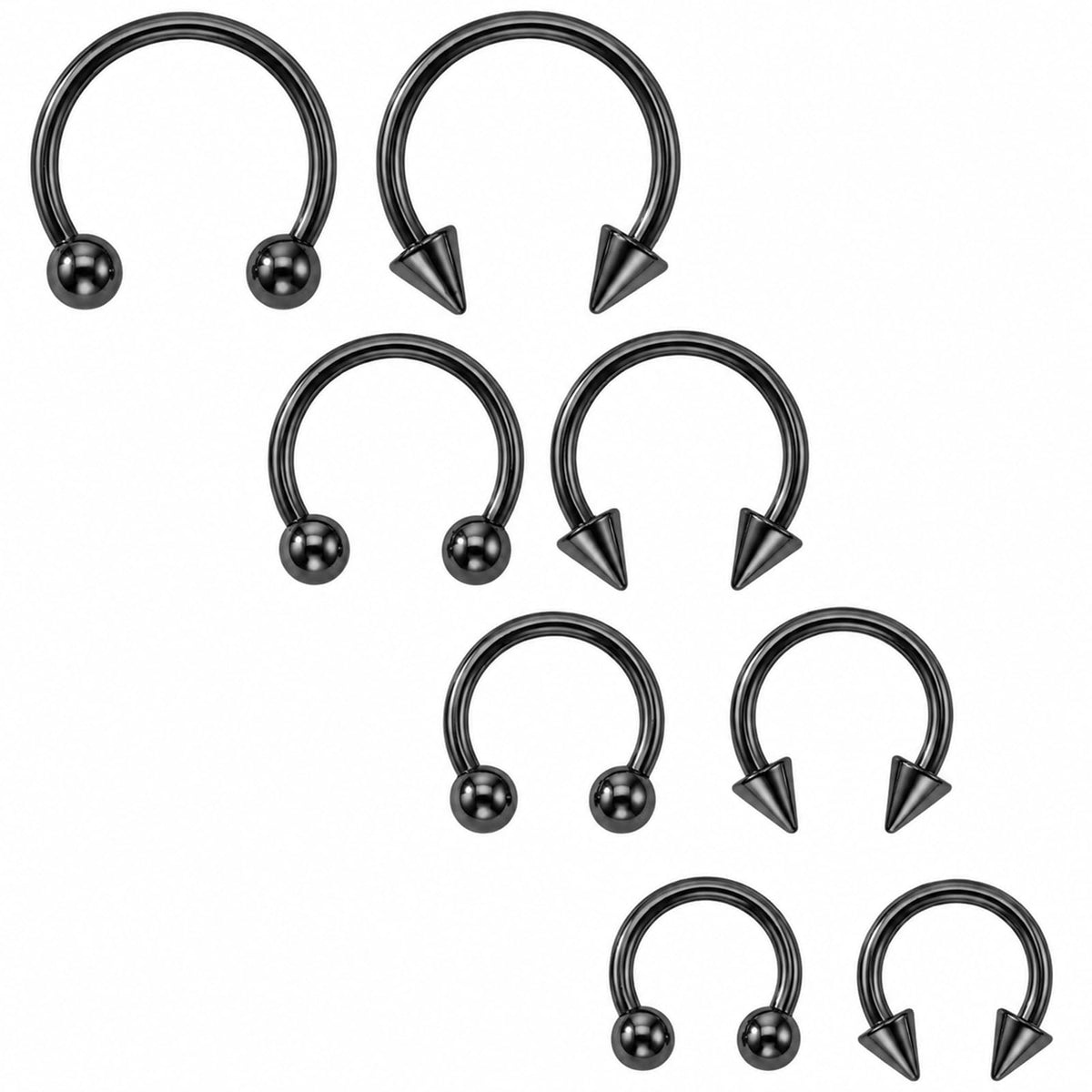 8pcs Horseshoe Rings 16g Black Septum Ring Jewelry Horseshoe Hoop