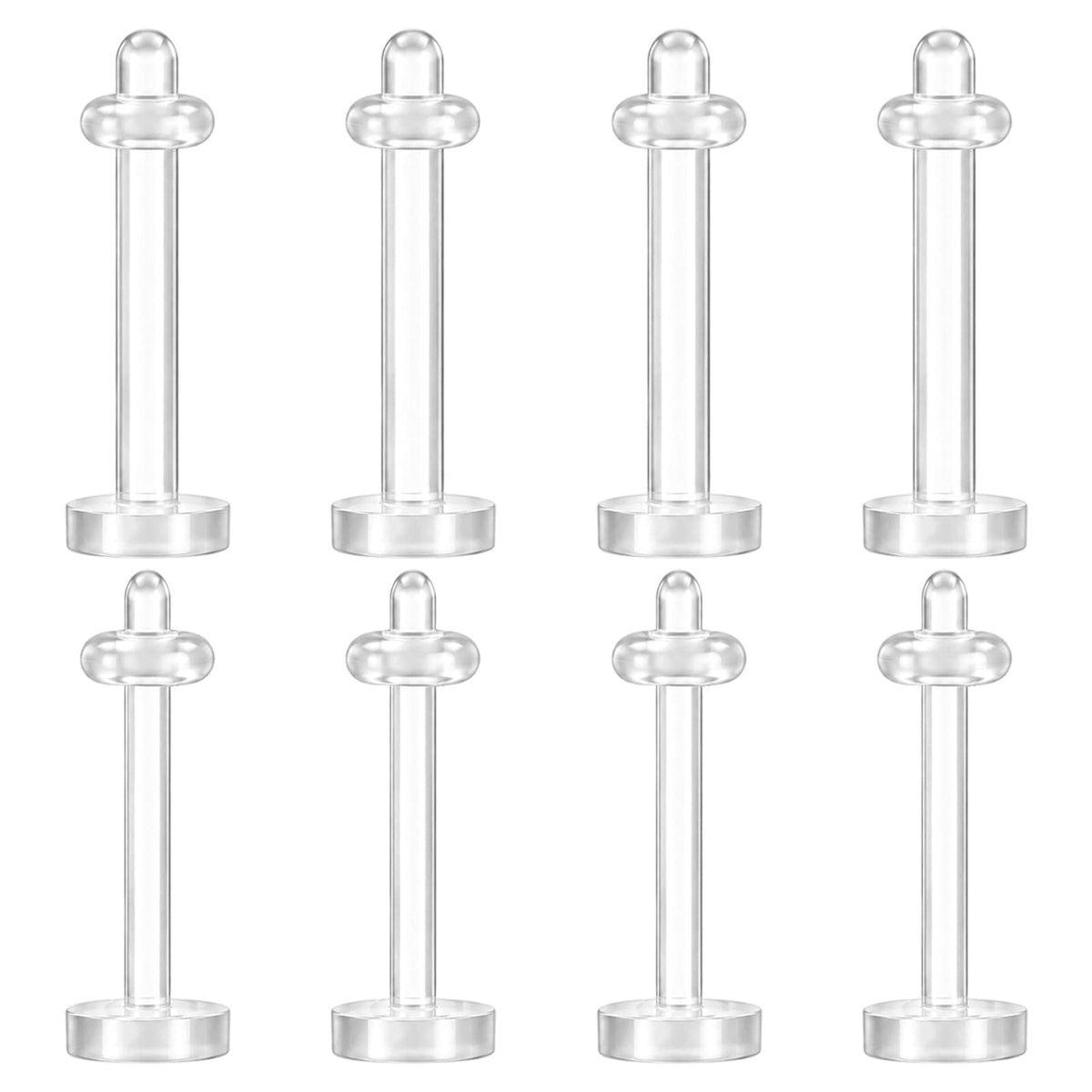 4 Pairs 14G 16G Clear Eyebrow Piercing Straight Plastic Clear Earrings