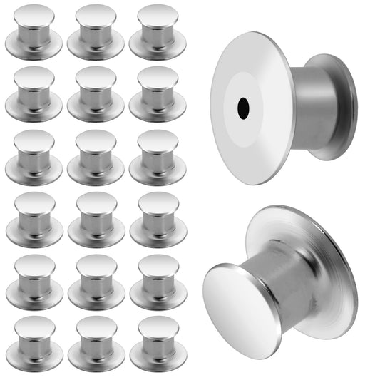 Telooco Pin Badge Backs, 20 Pcs Silver, Zinc Alloy, Pin Lock Replacement for DIY Jewelry Making, Brooches, Badges, Name Tags, Modern Style