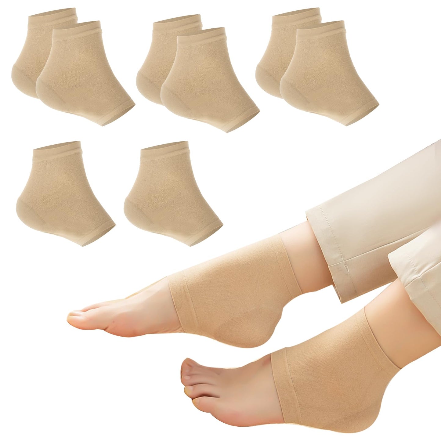 8 Pairs Moisturizing Heel Socks for Cracked Heels Gel Heel Socks Used for Dry and Cracked Heel Care, Softening and moisturizing Heels