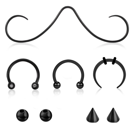 Yolev 14G 16G Mustache Septum Ring 316L Surgical Steel Septum Mustache Nose Ring Piercing Jewelry Mustache Septum Ring Septum Rings Septum Jewelry Septum Rings 16g Septum Piercing