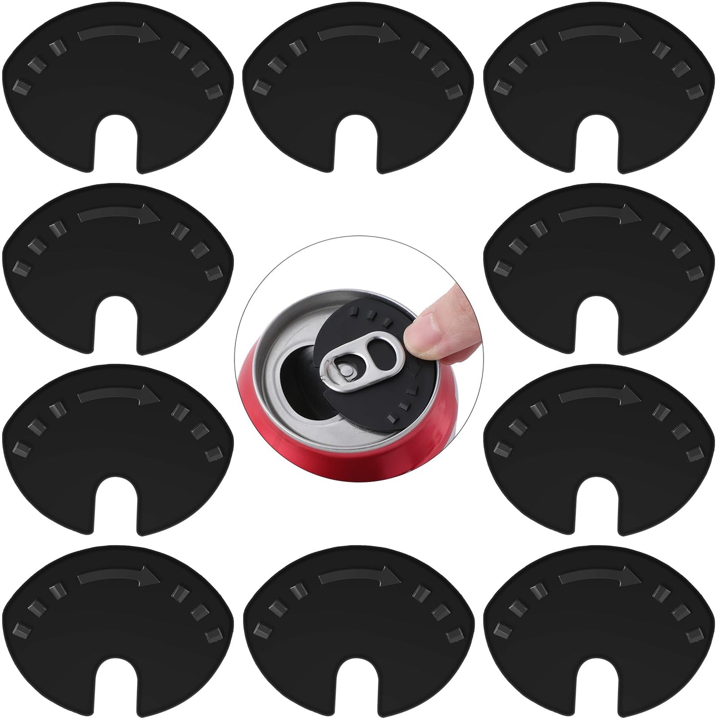 10Pcs Soda Can Covers Lids Plastic Can Toppers for Soda Drink Beer Pop Black Can Sealer Cap Closer Top Protector Soda Can Lids to Keep Carbonation