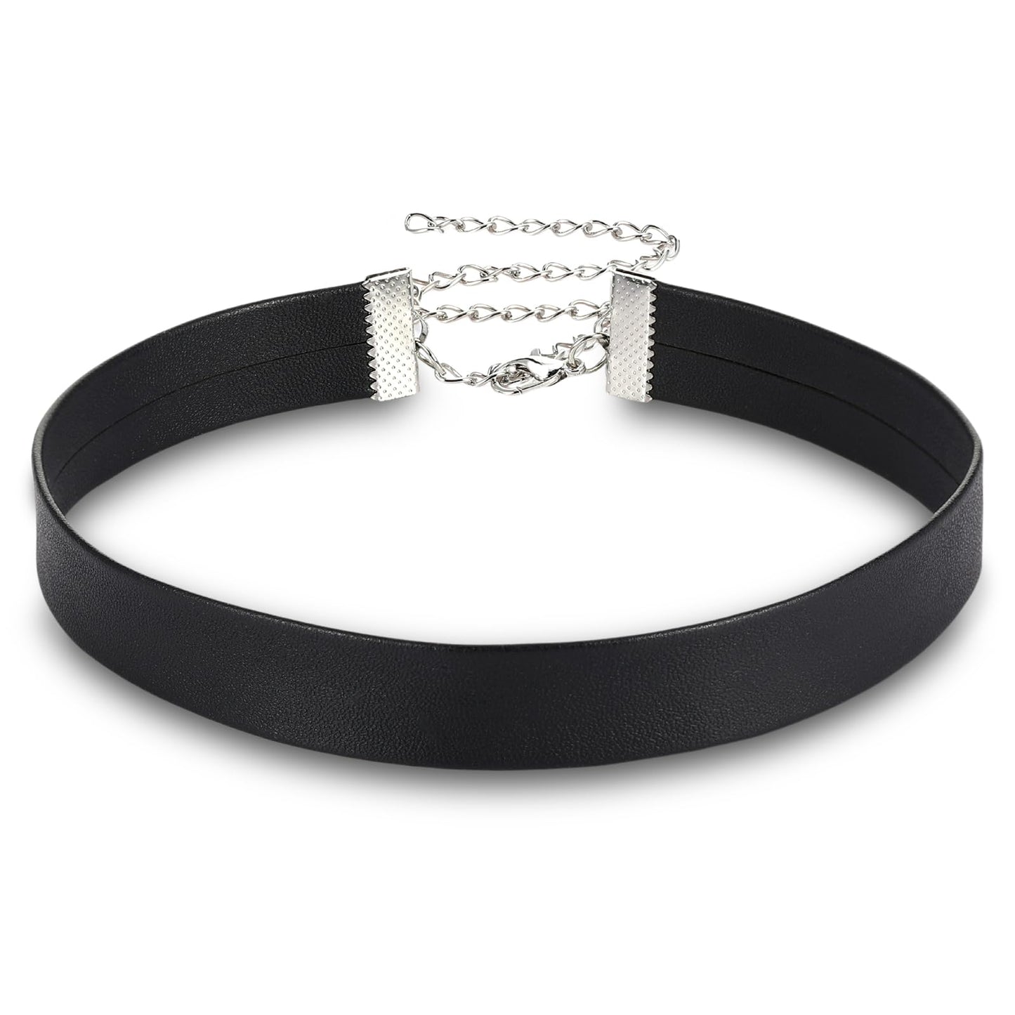 Telooco Black Choker Necklace Adjustable Leather Choker Necklace for Women Goth Punk Choker Collar Necklace 15mm Width