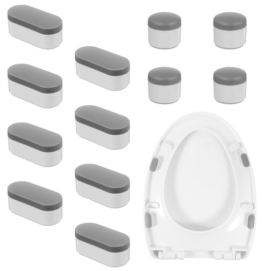 Universal Toilet Seat Bumpers Kit, 12 Pcs Strong Adhesive Rubber Bumpers Pads Replacement for Families, Hotels, School Toilet Seats