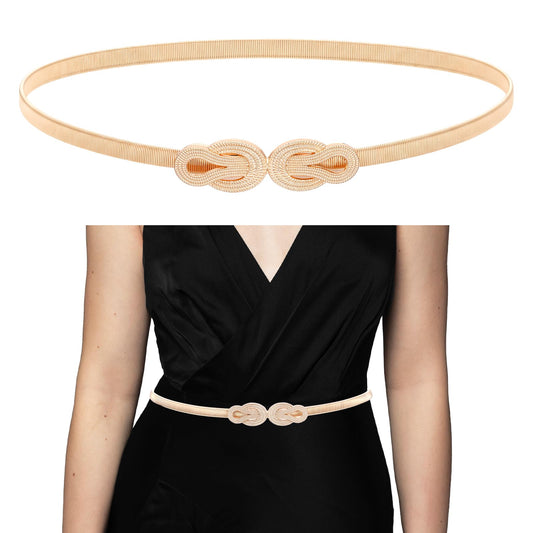 Yolev Gold Belts For Women Dresses Metal Thin Waist Belt Skinny Gold Chain Belt For Dress Fashion Waistband For Jeans (Geometric)