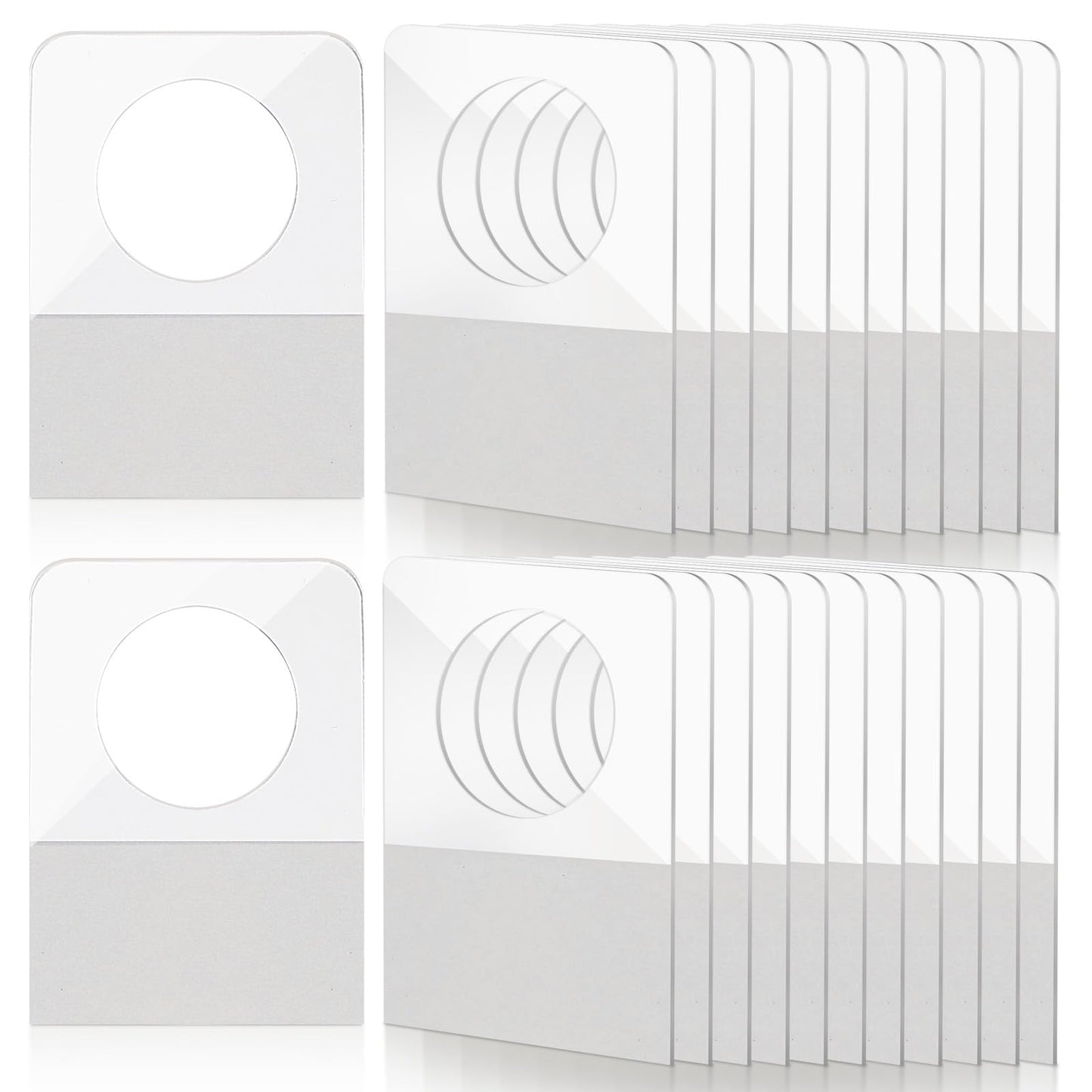 1000 Pack Round Hole Hang Tabs 1/4inch× 9/10inch Self Adhesive Hanging Tabs Clear Plastic Hanging Stickers for Store Retail Small Items Hanging Display