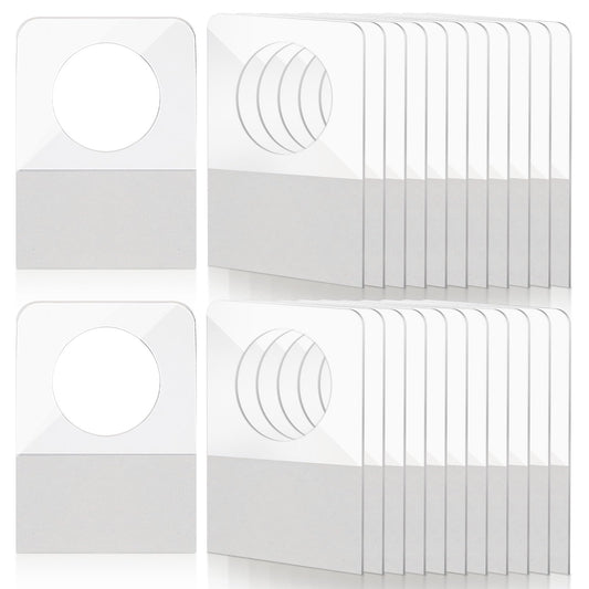 1000 Pack Round Hole Hang Tabs 1/4inch× 9/10inch Self Adhesive Hanging Tabs Clear Plastic Hanging Stickers for Store Retail Small Items Hanging Display