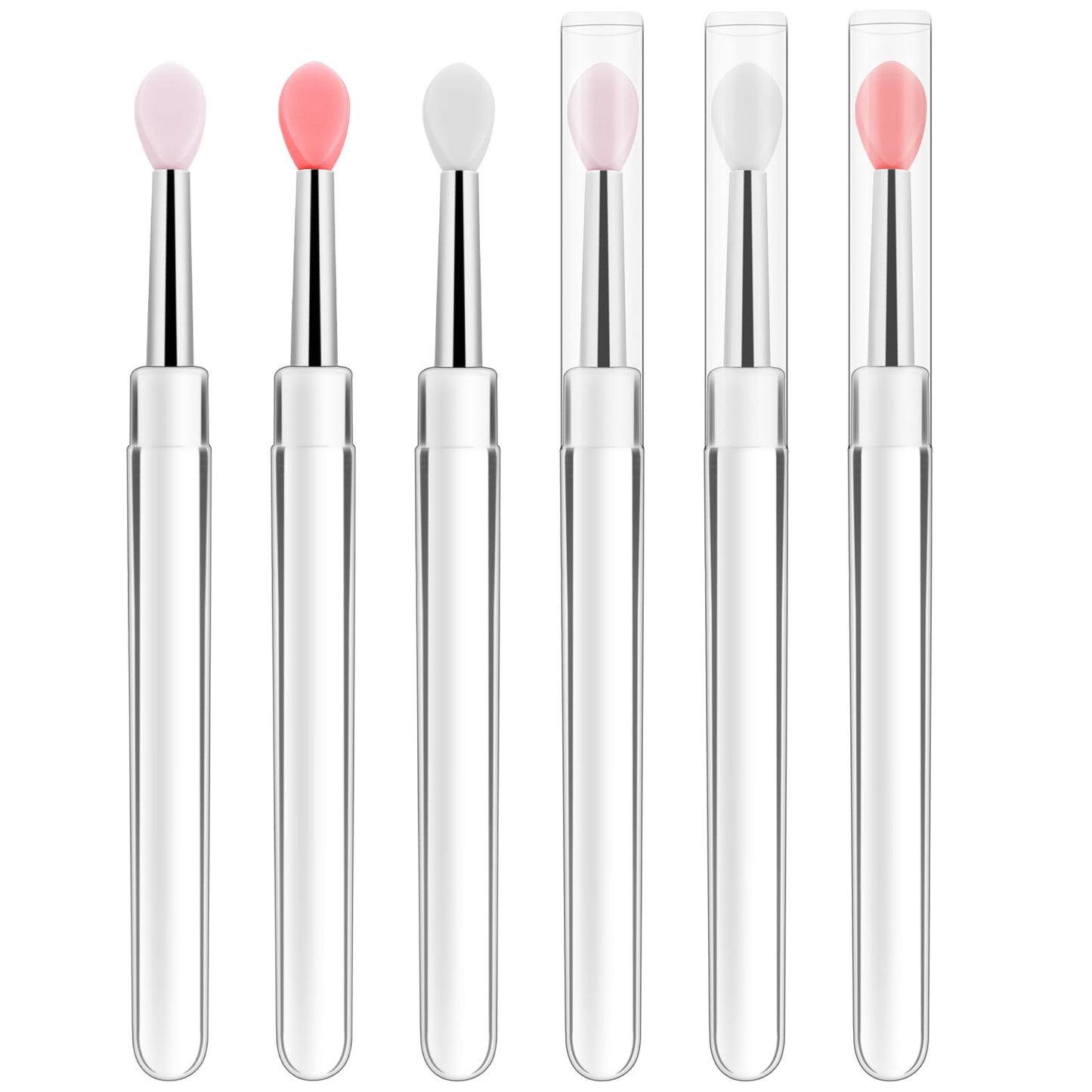 6pcs Silicone Lip Brush Silicone Lip Applicator with Cover Reusable lipstick Brush,Nail Art Applicator Tools, Lip Eyeshadow Makeup Stick