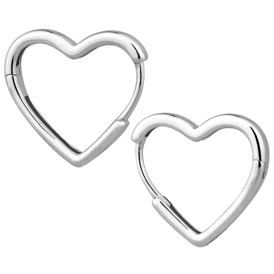 1 Pair Heart Hoop Earrings Sterling Silver Heart Shaped Earrings Hypoallergenic Silver Heart Earrings for Women Girls