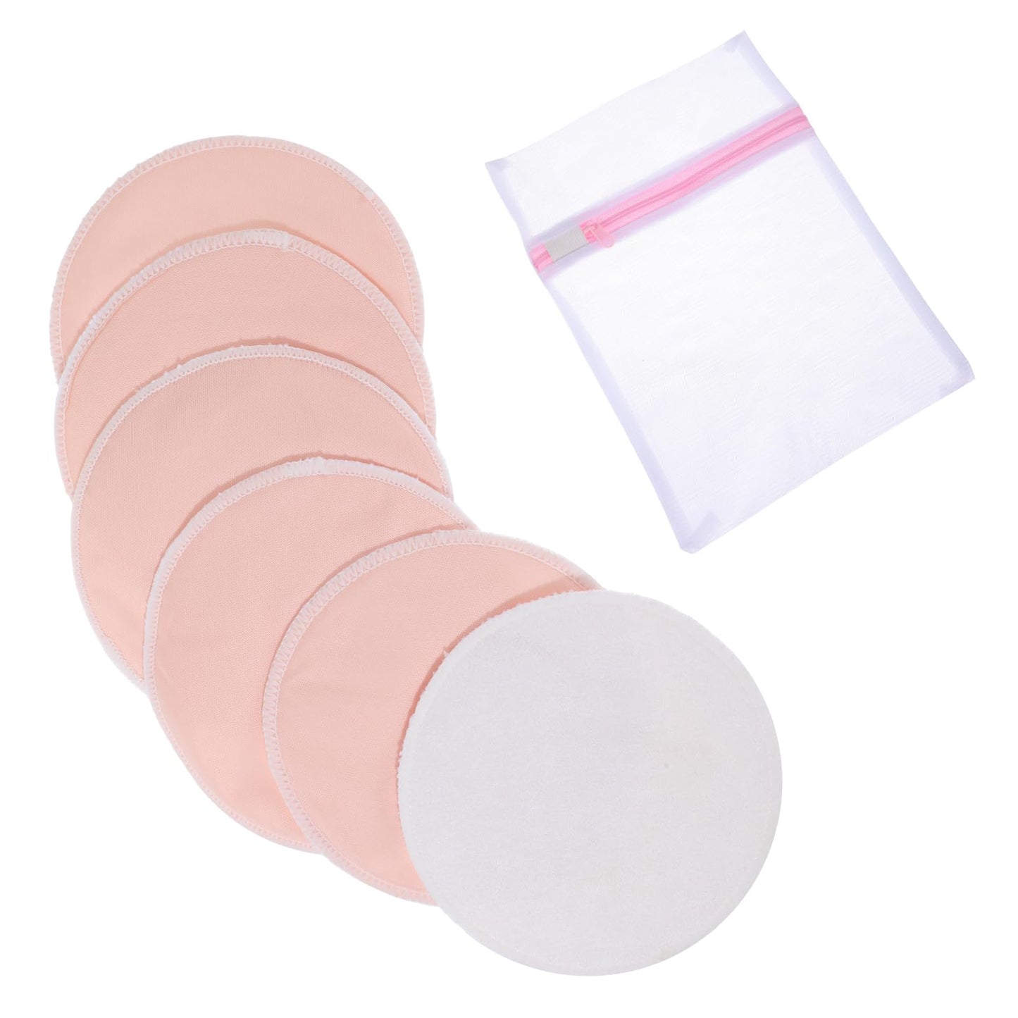 Tucnoeu 6pcs Reusable Nursing Pads with Wash Bag,4.7inch Ultra Nipple Pads for Leaking,Breastfeeding Pad for Essentials,Invisible Cup-Shaped