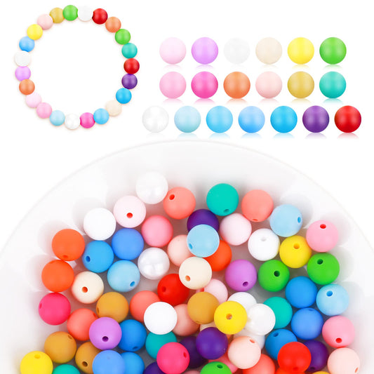 100PCS 12mm Silicone Beads Round Multicolor Beads Silicone Round Loose Beads Assorted Farmhouse Craft Bead for DIY Keychain Making Necklace Bracelet Beads Bulks for Home Party Festival Decoration