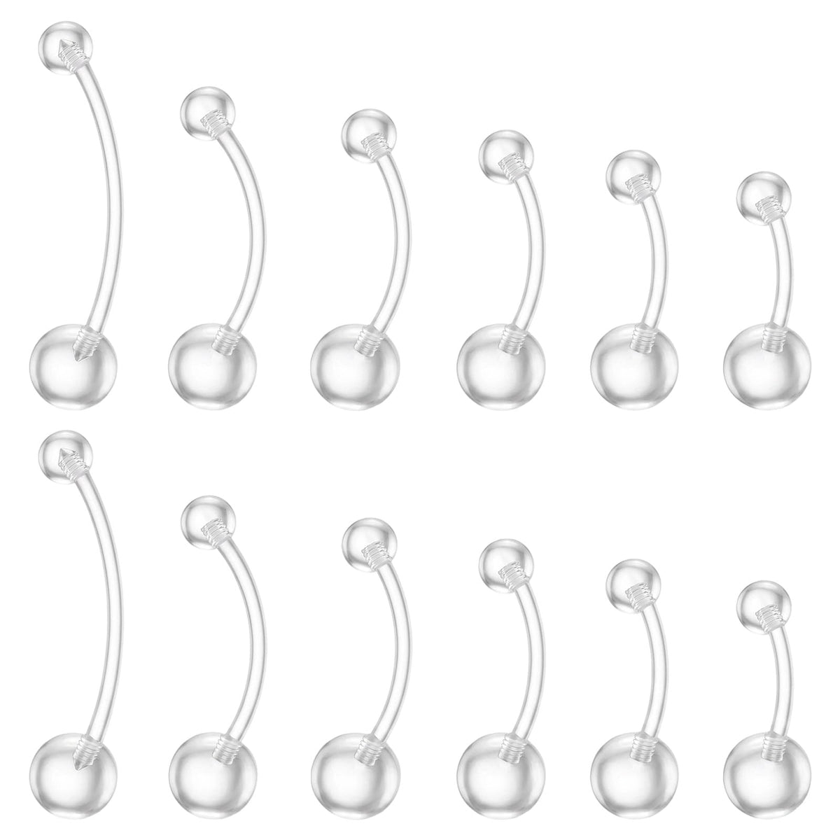 12pcs Acrylic Belly Button Rings 14G Flexible Plastic Maternity Belly Rings