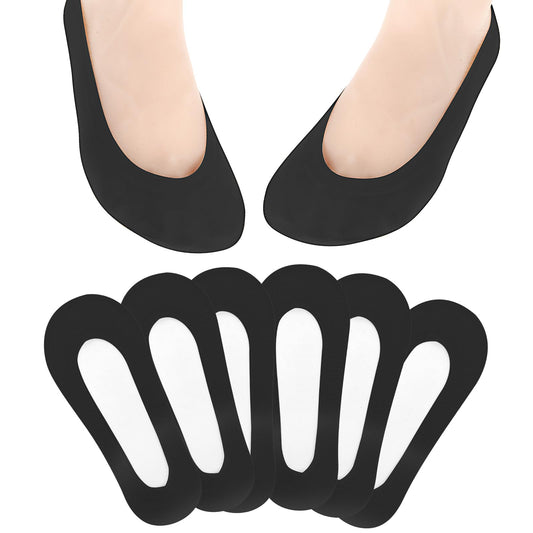 Lusofie 6Pairs No Show Socks Non Slip Flat Socks Ultra Low Cut Liner Invisible Socks for Women Girls Size 5-12 Footies(Black)