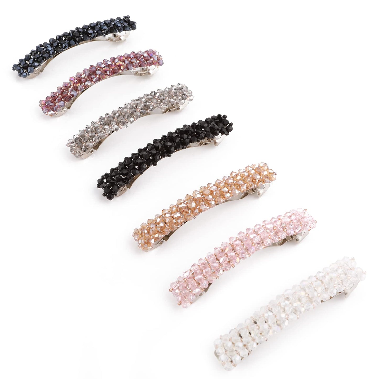 Lusofie 7Pcs Crystal Hair Accessories Hair Clips Women, Shiny Rhinestone Hair Clips Flower Hair Clips Girls Hair Accessories