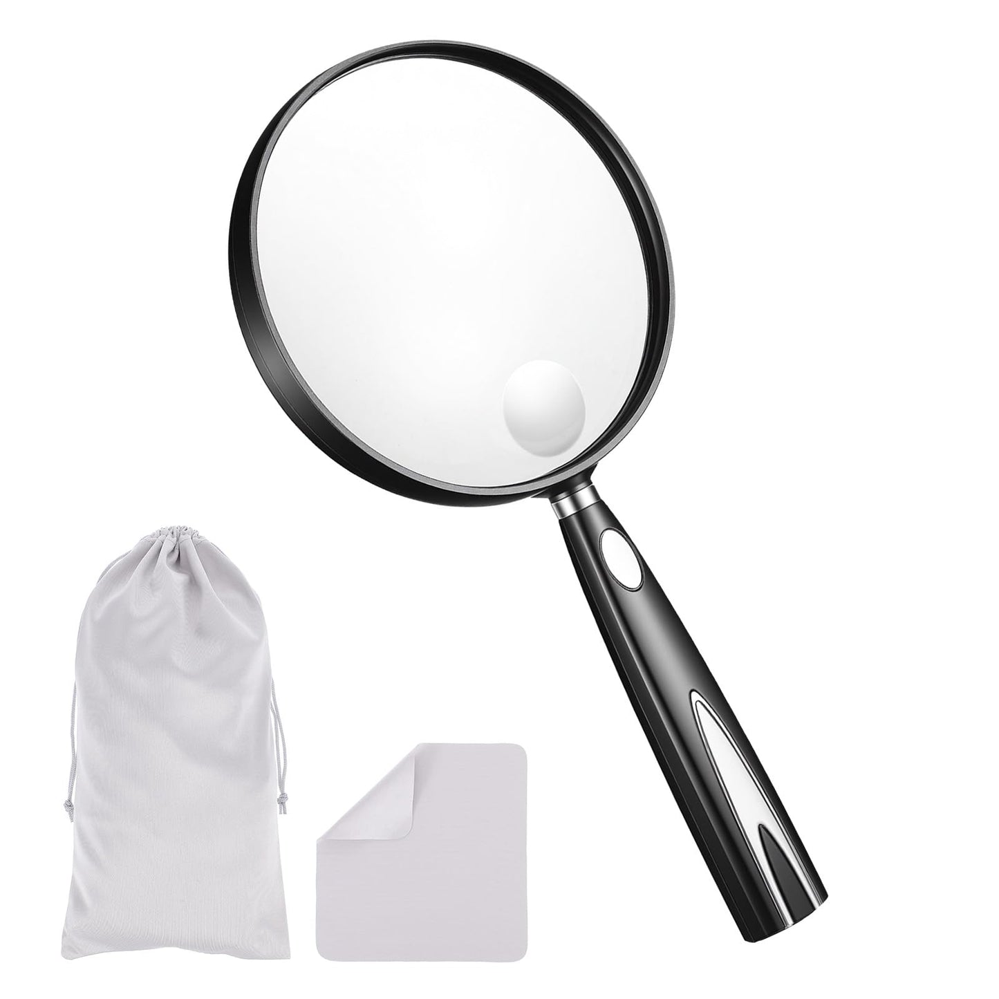 10X Large Magnifying Glass for Reading, Handheld Magnifier with 5.12 Inch Anti-Glare Lens and Non-Slip Handle, Large Magnifying Glass for Seniors, Kids, Hobby Observation, Close Work