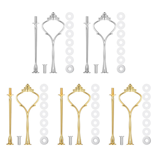 Tucnoeu 5 Sets of 2 Tiered Tray Hardware Kit - Cake Stand Hardware Tiered Tray Plate Hardwares Kit for Serving Dessert Cupcake Dish Food(3 Gold, 2 Silver)