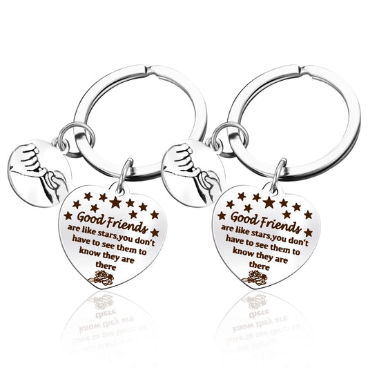 Lusofie 2PCS Best Friend Keychain Good Friend are Like Stars Keychain Friendship Keychain Women Birthday Graduation Gifts