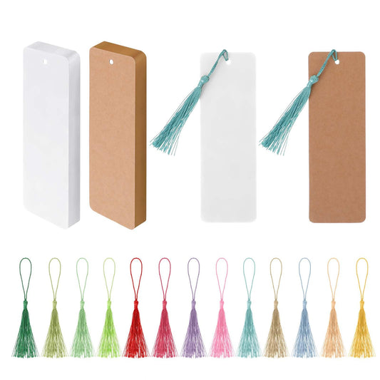 60pcs Bookmark Making Kit,Paper Blanks Bookmarks with 60pcs Colorful Tassels,Bookmark Tassels for Reading, DIY & Gifts
