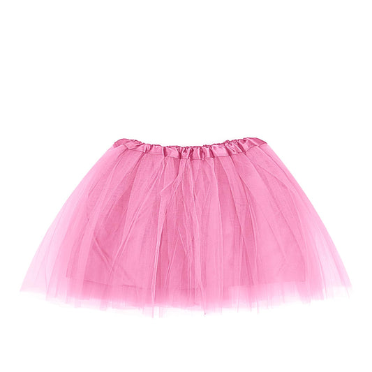 Tutu Skirt for Women 3 Layered Tulle Skirt with Lining Elastic Waist Mesh Skirt For Dress-up Dancing Halloween Party Costume(Pink)