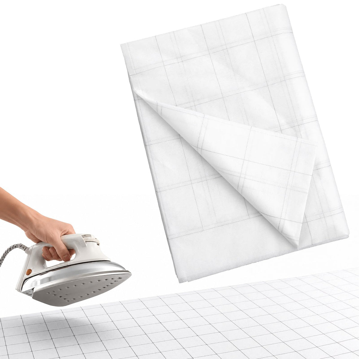 Yolev Fusible Interfacing Fabric with 2.5x2.5in Grid,Nonwoven Fusible Web