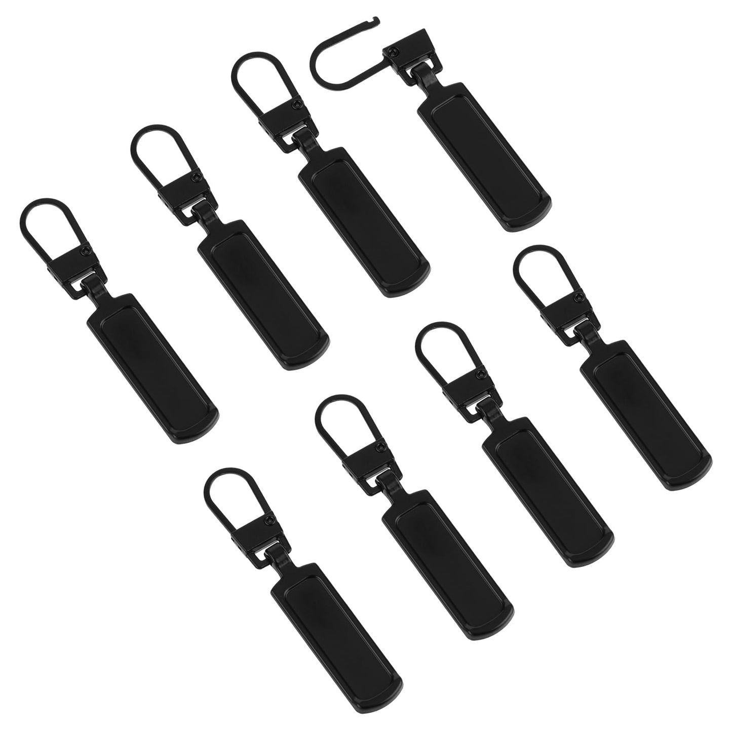 8 Pcs Black Replacement Zipper Pulls for Jacket Zipper Slider Replacement for Small Hole Head Handle Zippers Detachable Zipper Pull Tab Repair Kit for Clothing Coat Backpack Suitcase Boot Purse