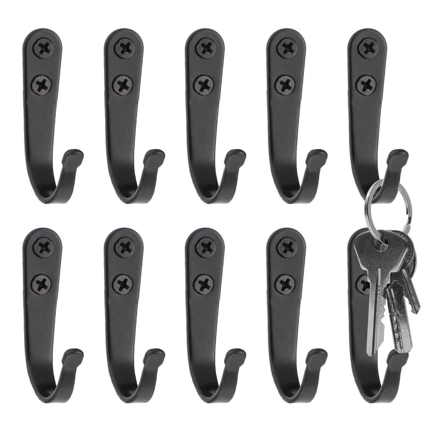 10pcs Wall Hooks for Hanging Backpack Hooks for Wall Heavy Duty Hook for Outdoor, Closet, Door, Bathrooms, Backpack, Robe(Black