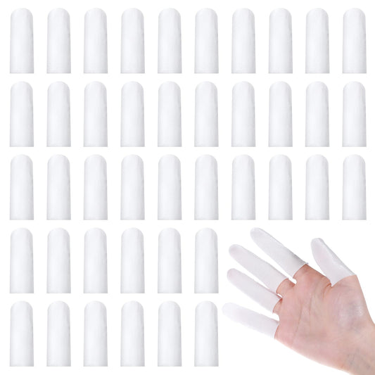 Finger Cots 200 Pcs Cotton Finger Protectors - Breathable & Comfortable Cloth Sleeves for Fingertip & Toe Protection | Reusable Thumb Guards for Cuts, Burns, Wound Care, Crafts (White)