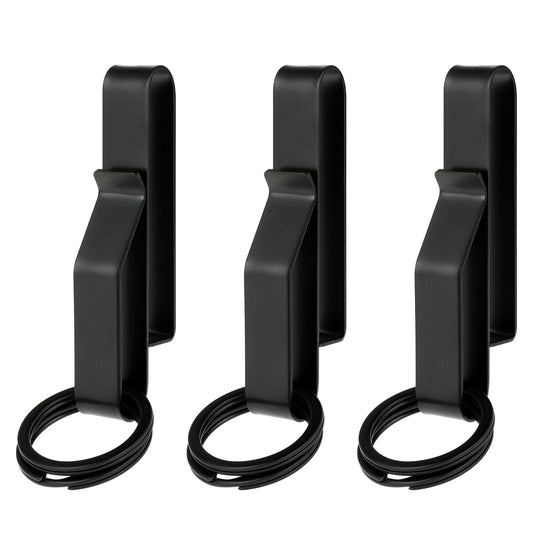 DIVINA VITAE 3 Pcs Belt Clip Duty Belt Key Holder Detachable Belt Key Clip with Keyrings Stainless Steel Tactical Belt Keychain Accessories Belt Clip for Police Handcuff Prison Guards Fire Agencies