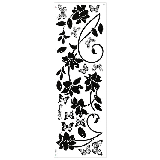Black Flowers Vines Bathroom Wall Stickers Vinyl Peel and Stick Wall Decor for Shower Door Decals Removable Walls Sticker for Bathroom Living Room Bedroom Home Art Decoration