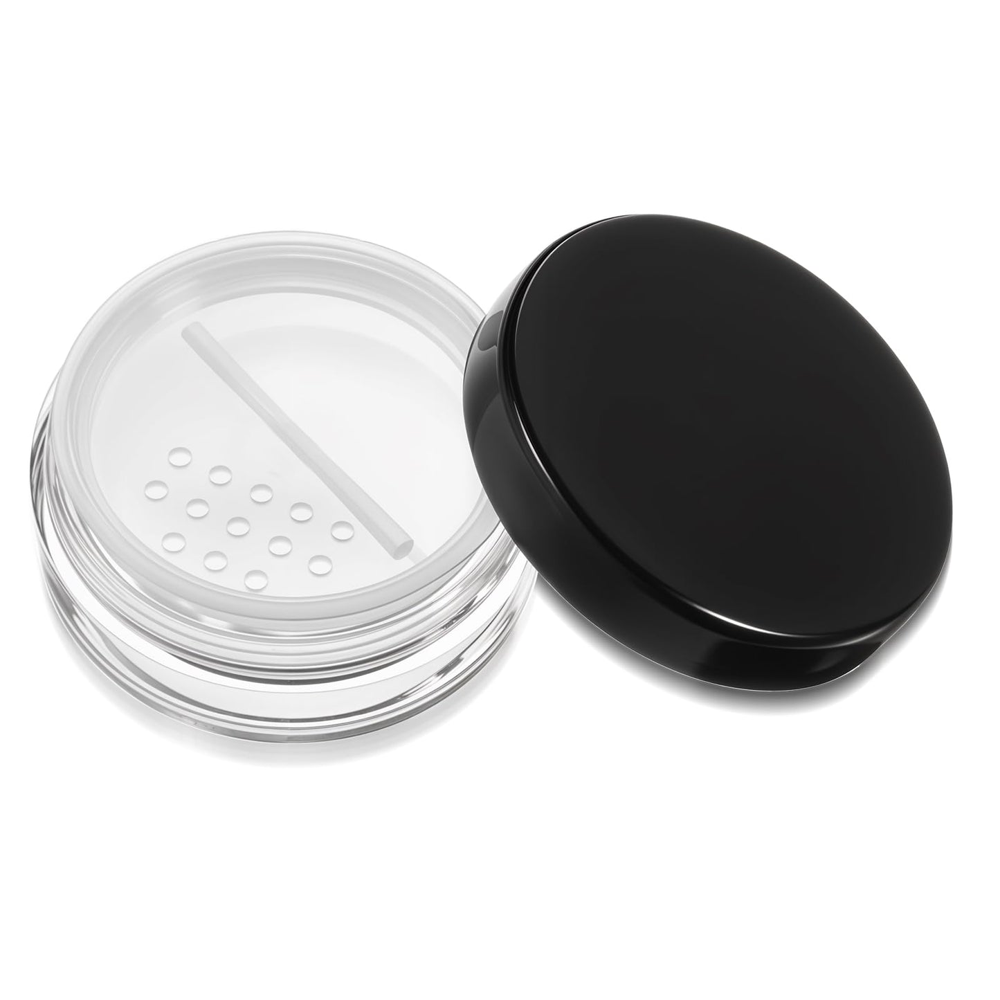 6pcs 10ml/0.34oz Refillable Loose Powder Containers Plastic Empty Travel Small Loose Powder Compact Reusable No Leak Loose Powder Compact with Rotatable Sifter And Black Screw Lid