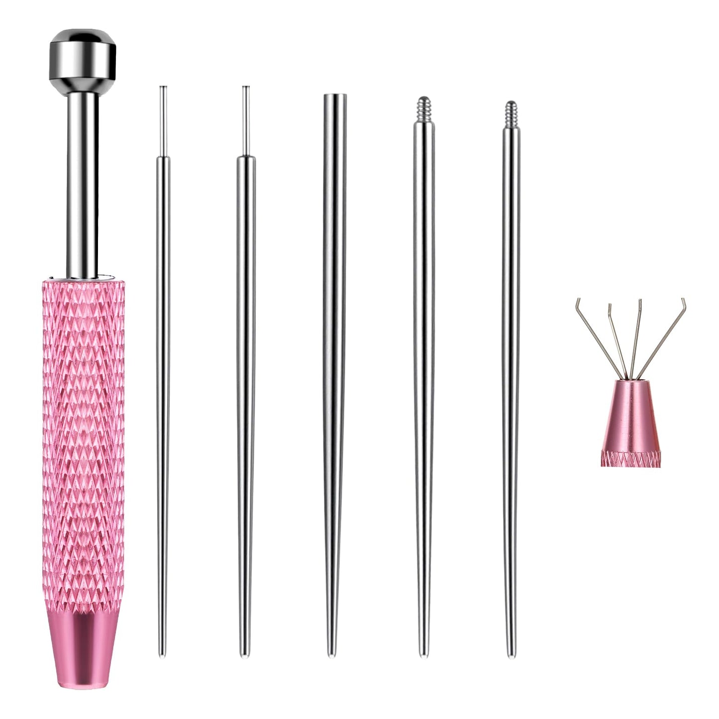 Piercing Ball Grabber Tool for Changing Jewelry - 16G 18G Ear Nose Lip Piercing Taper Needle Kit - Stianless Steel Flat Back Earring Insertion Applicator Tool for Ear/Nose/Navel/Lip/Eyebrow