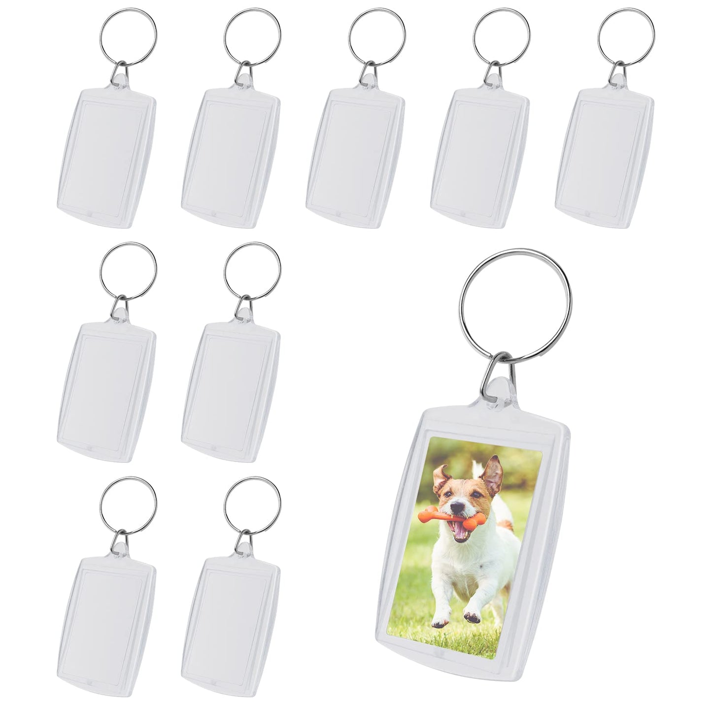 DIVINA VITAE 10PCS 10PCS Acrylic Photo Keychains - Clear Picture Frame Keyrings with Split Ring - Double Sided DIY Craft Art Projects for Family, Friends, Men, Women
