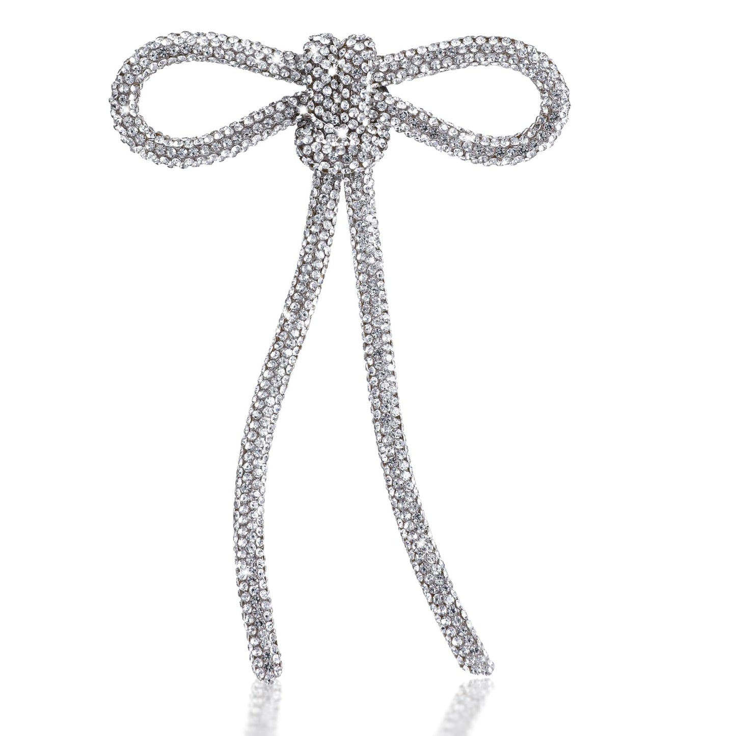 Rhinestone Bow Brooch Pin for Women, Vinage Sparkly Bow Brooch Long Tassel Lapel Pins Vinage Sparkly Crystal Bowknot Corsage for Clothes Accessories Wedding Party Jewelry