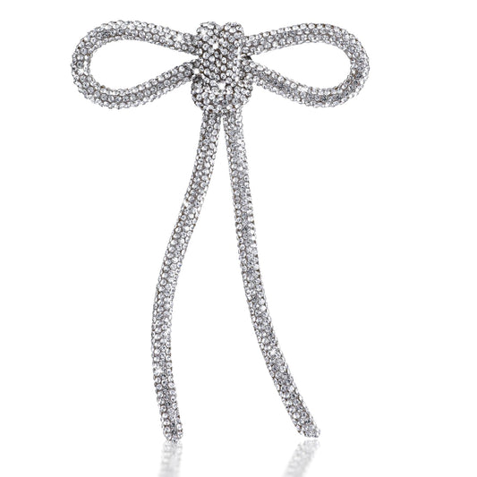Rhinestone Bow Brooch Pin for Women, Vinage Sparkly Bow Brooch Long Tassel Lapel Pins Vinage Sparkly Crystal Bowknot Corsage for Clothes Accessories Wedding Party Jewelry