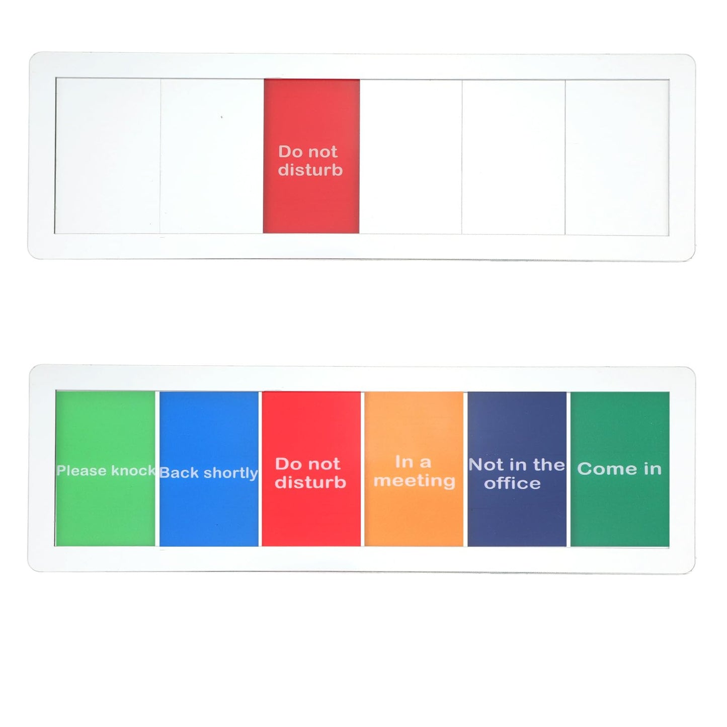 Office Door Sign - 6 Options Working Remotely, Please Knock, Out of Office, In a Meeting, Do Not Disturb,Back Soon,Privacy Offices Slider Sign for Conference Room & Meeting,Brushed Silver