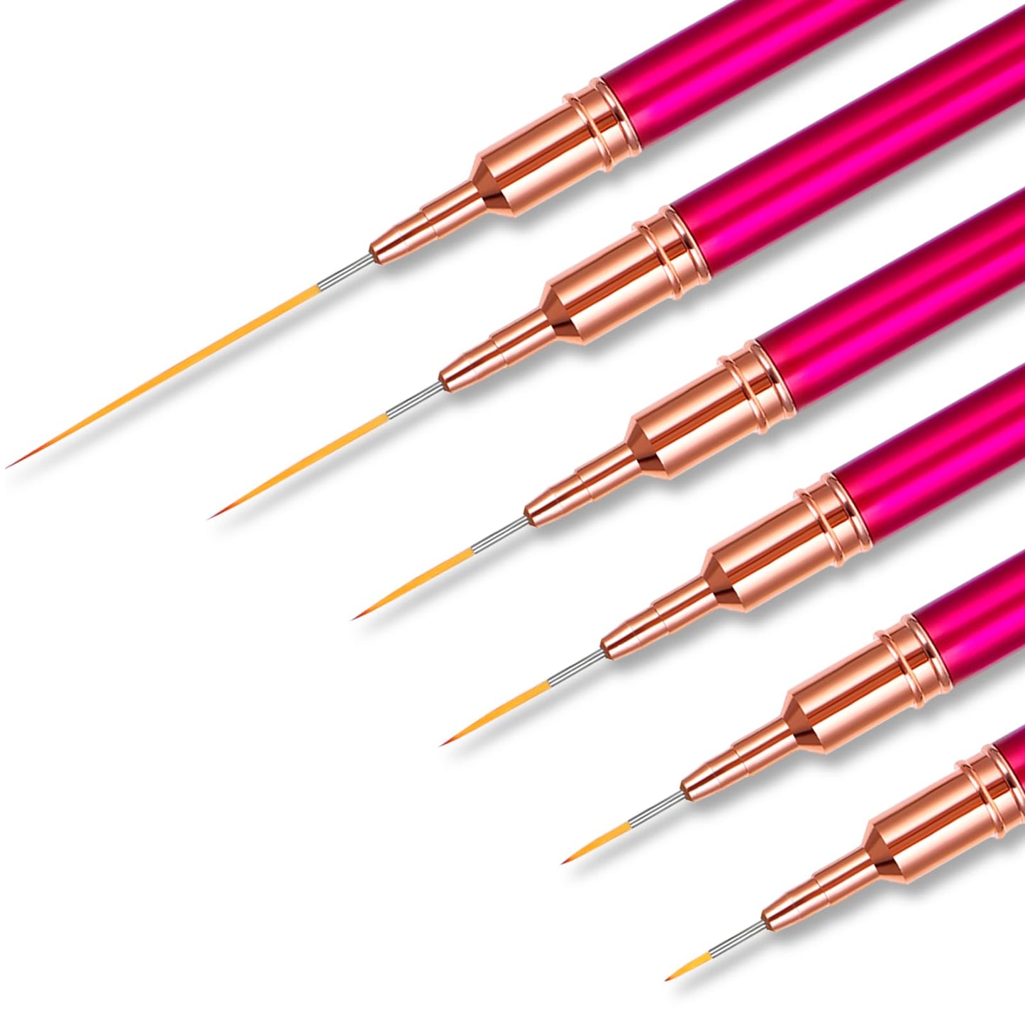 6Pcs Nail Art Liner Brushes Painting Nail Art Brush Set Detail Thin Nail Art Brush Nail Dotting Drawing Tool for Fine Drawing Thin Details, Long Lines Fine Nail Art Brushes Size 5/7/9/11/15/25mm